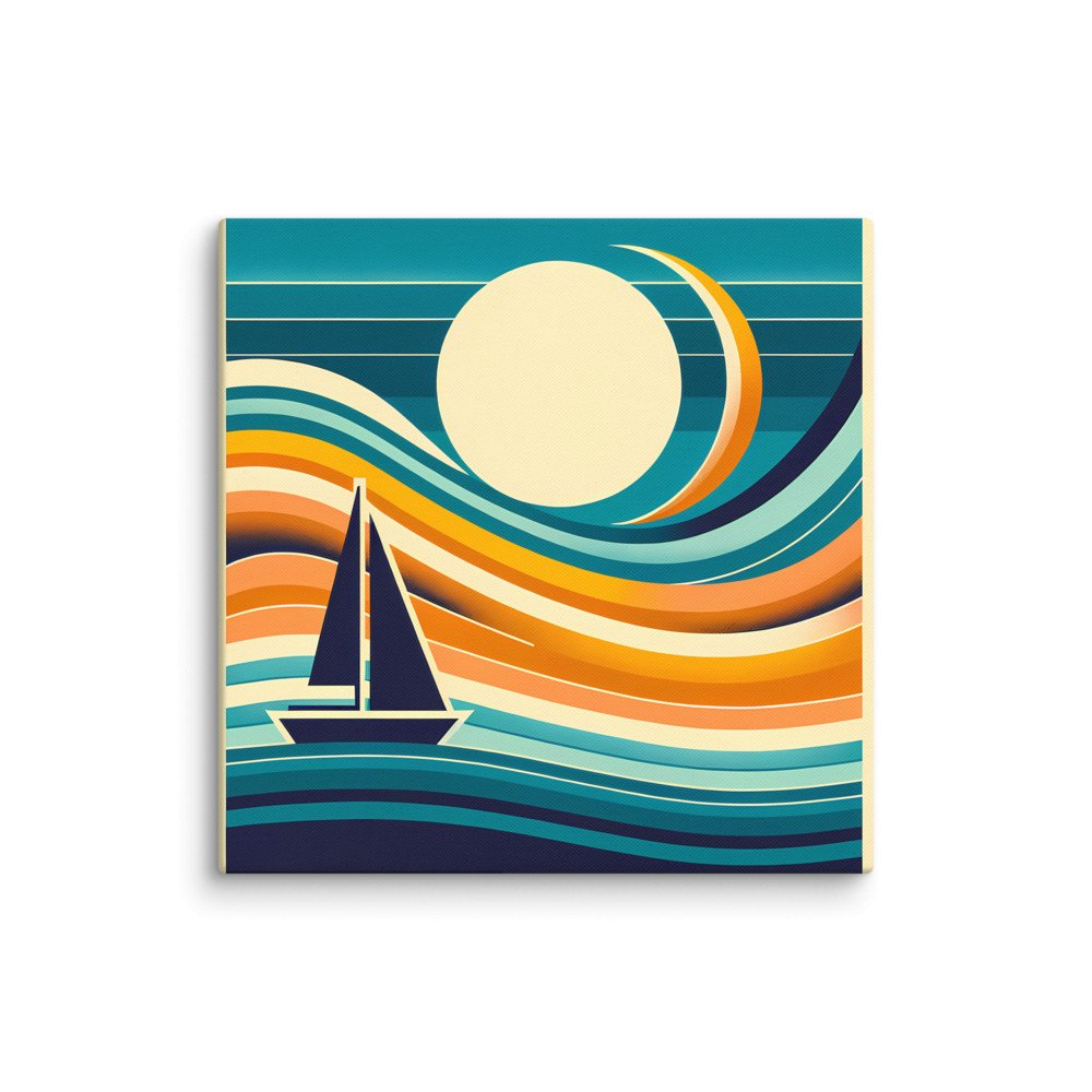 Geometric Sailboat in Gradient Sunset Waves