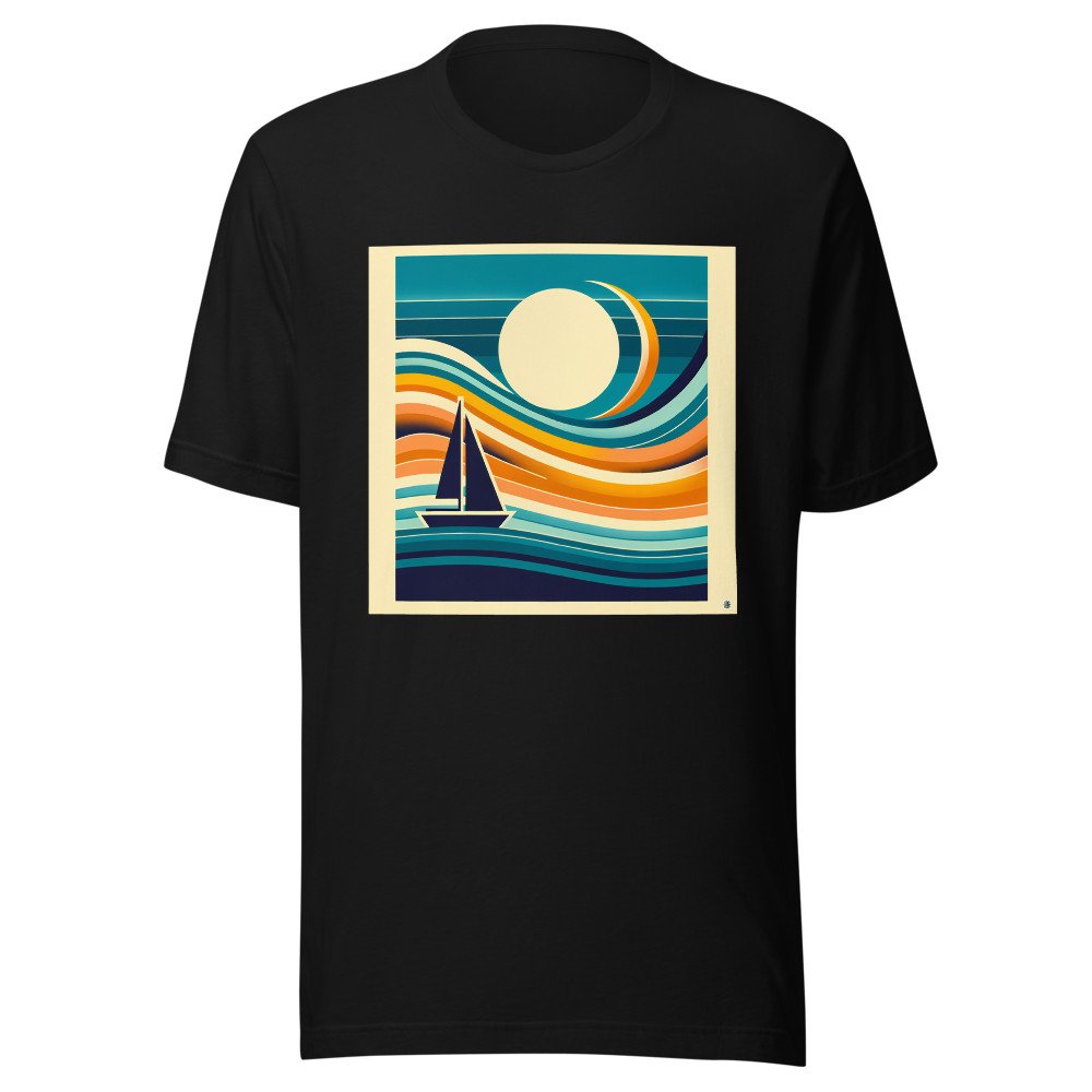 Geometric Sailboat in Gradient Sunset Waves