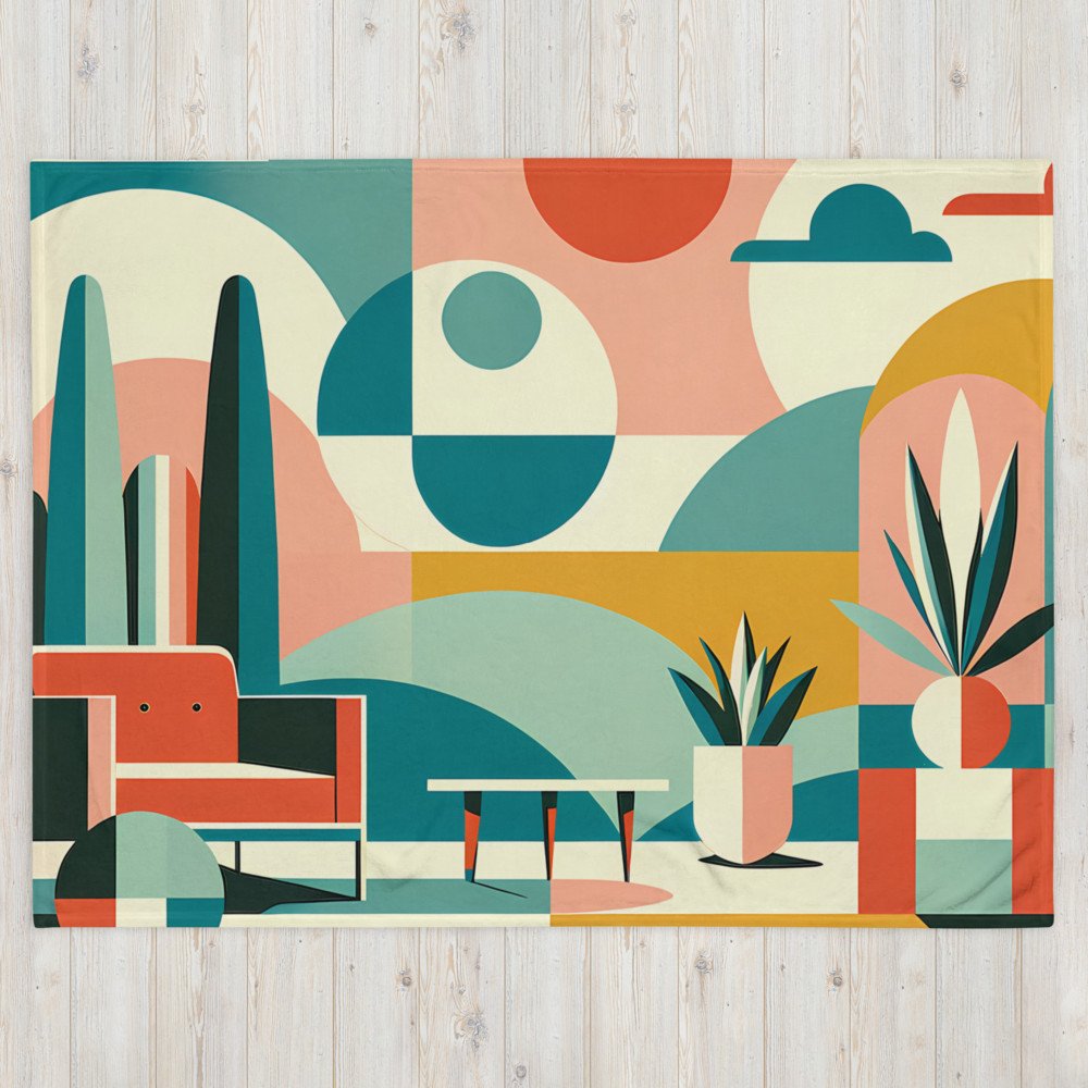 Mid Century Modern Geometric Living Room Abstract