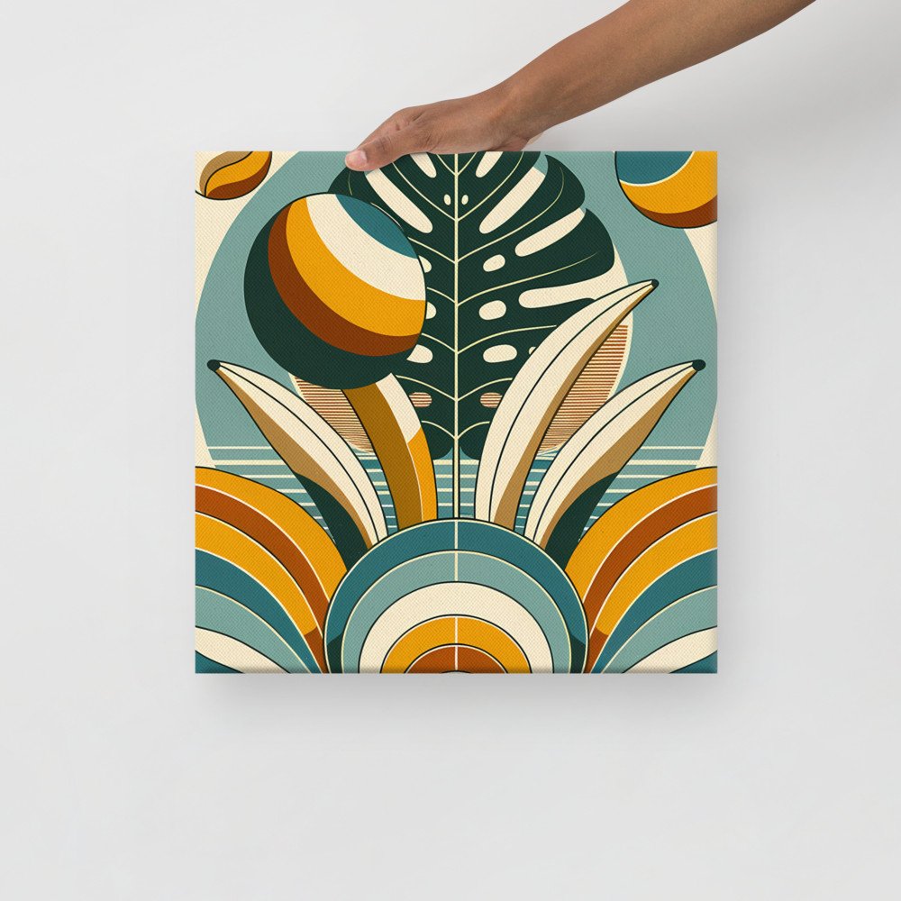 Geometric Monstera Leaf in Retro Botanical Shapes