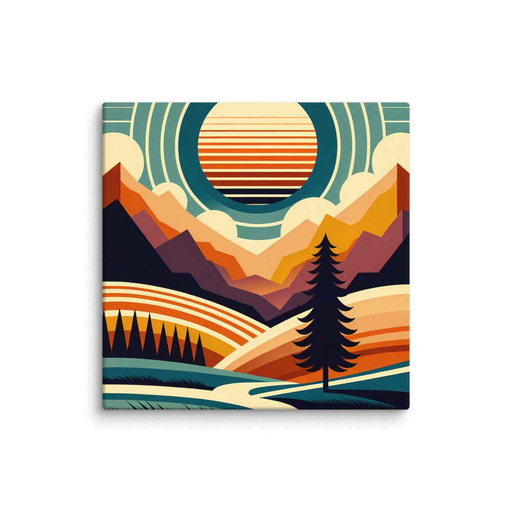 Geometric Mountain Sunrise Landscape