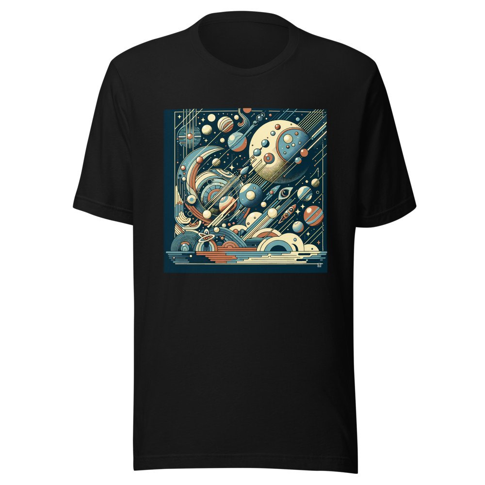 Retro Geometric Space Planets in Teal and Orange