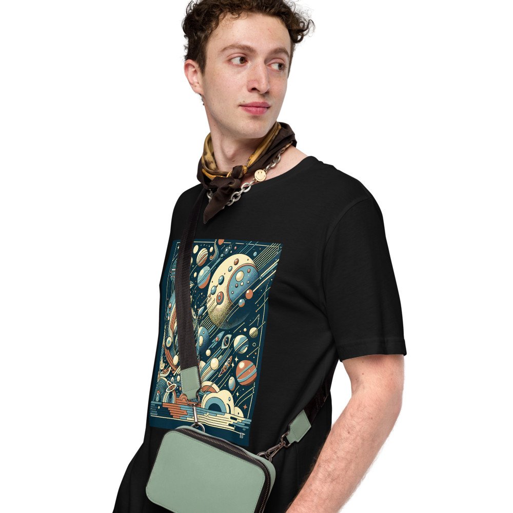 Retro Geometric Space Planets in Teal and Orange