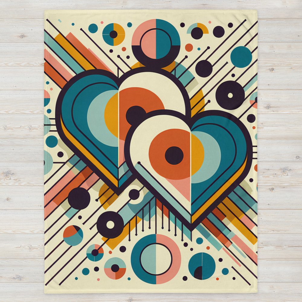 Geometric Heart Duo with Retro Circles and Lines