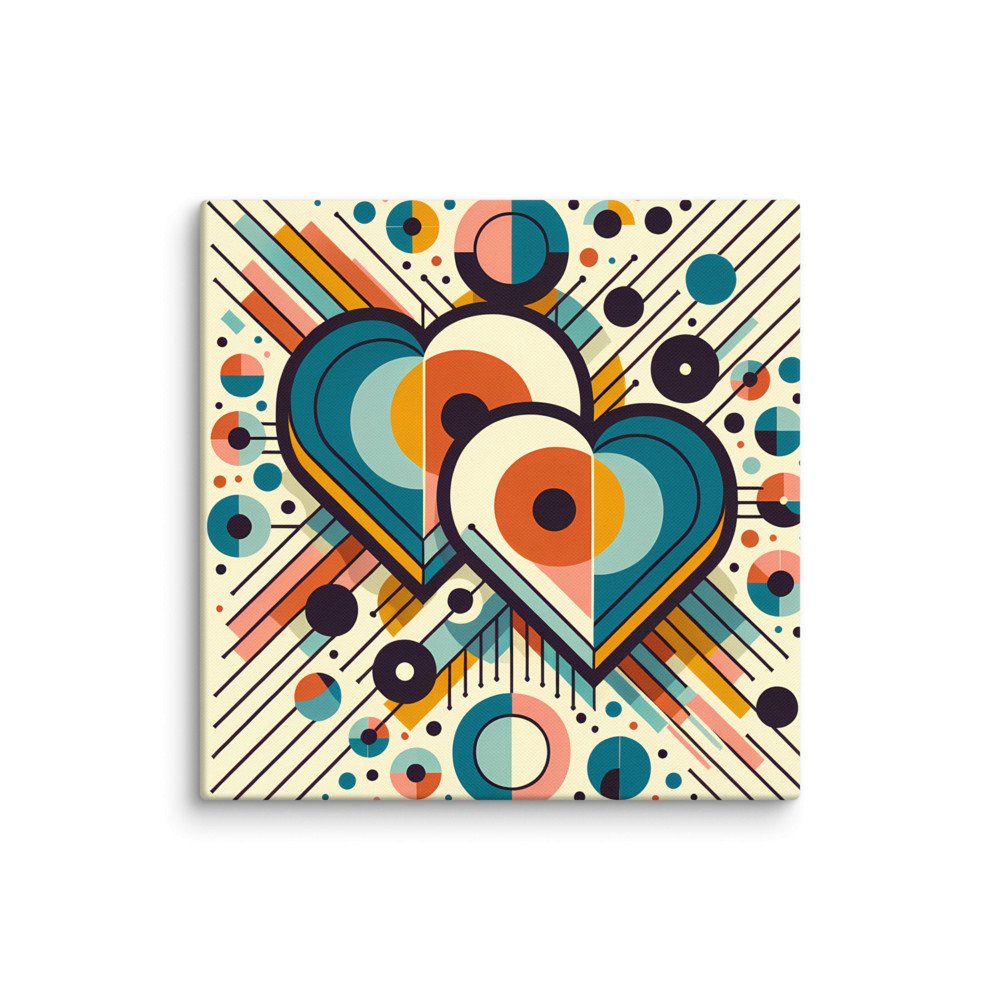 Geometric Heart Duo with Retro Circles and Lines