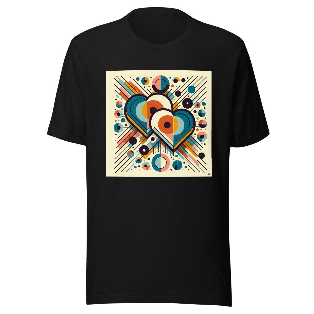 Geometric Heart Duo with Retro Circles and Lines