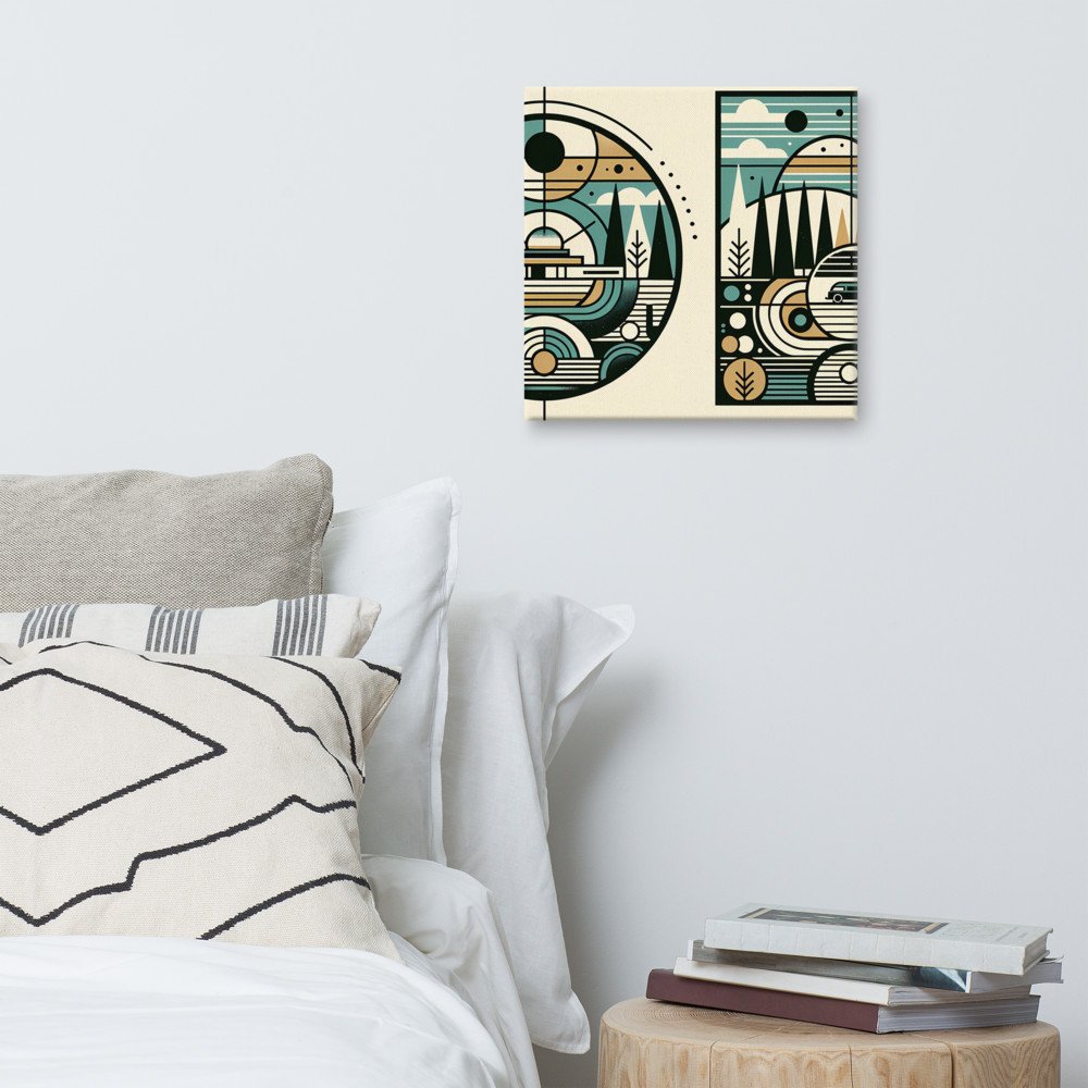 Mid Century Modern Geometric Mountain Landscape