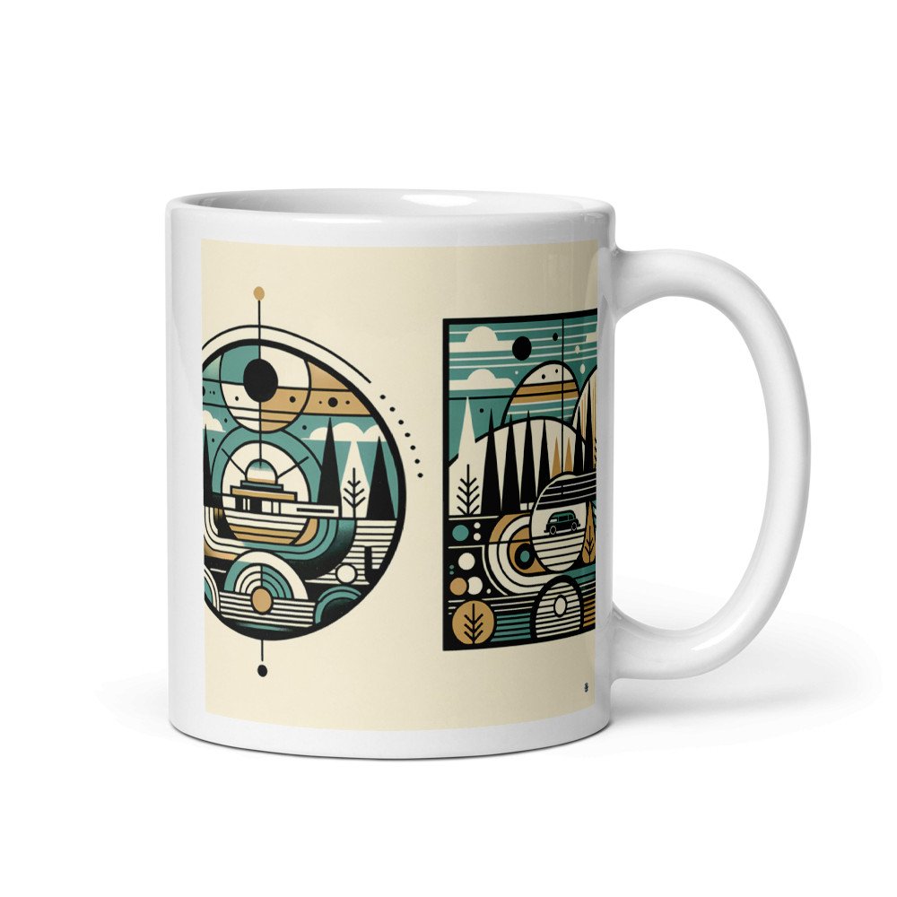 Mid Century Modern Geometric Mountain Landscape