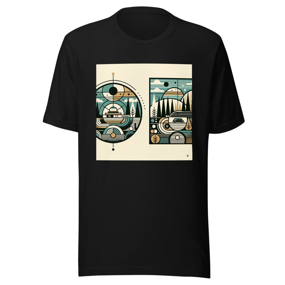 Mid Century Modern Geometric Mountain Landscape