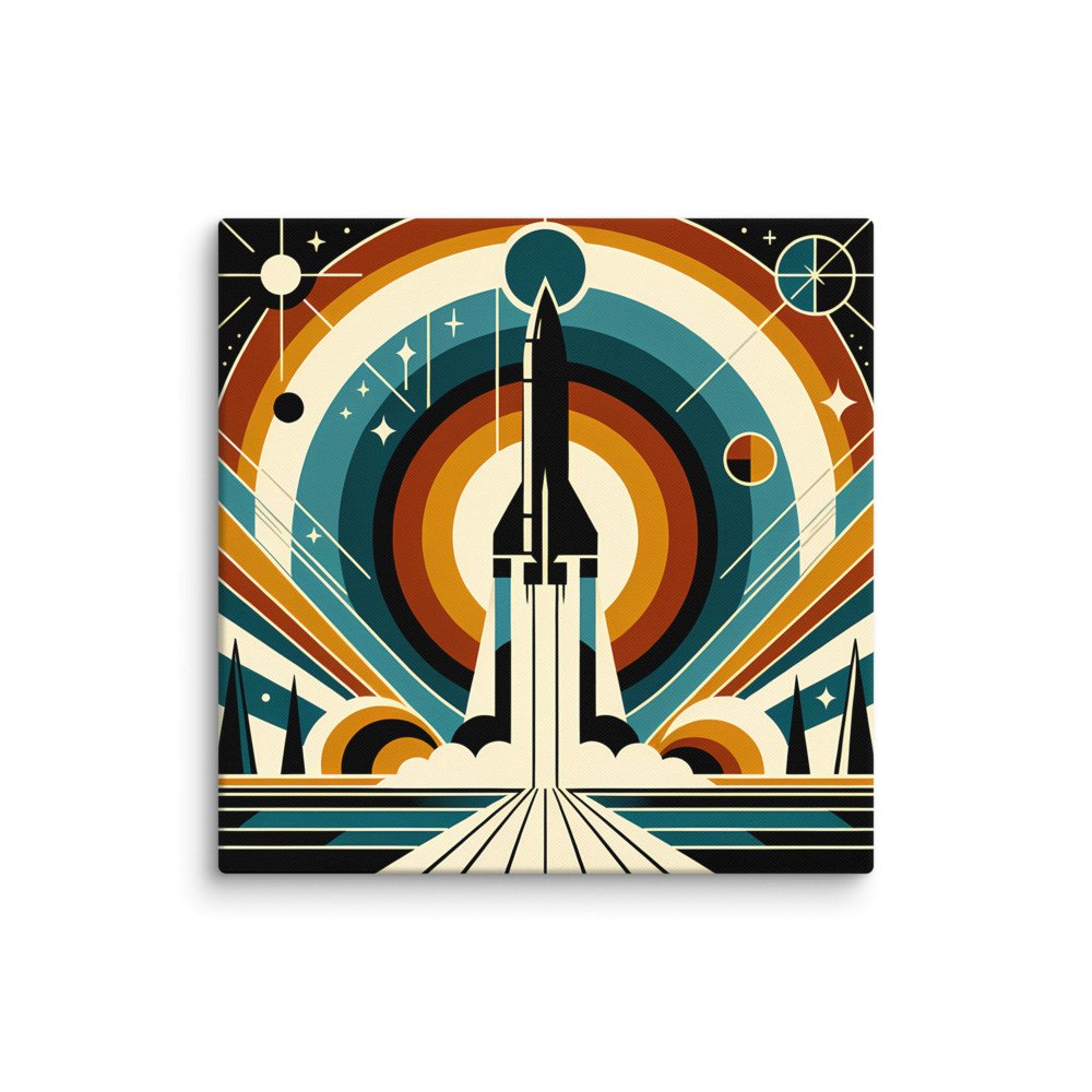 Retro Geometric Rocket Launch