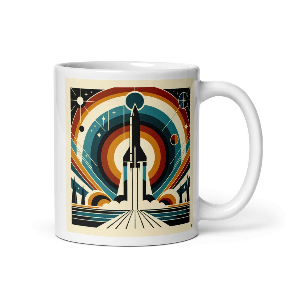 Retro Geometric Rocket Launch