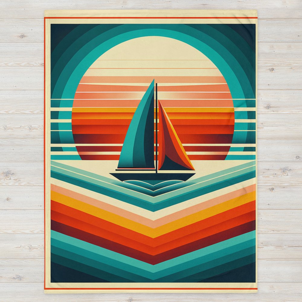 Geometric Sailboat Sunset Colour Blocks