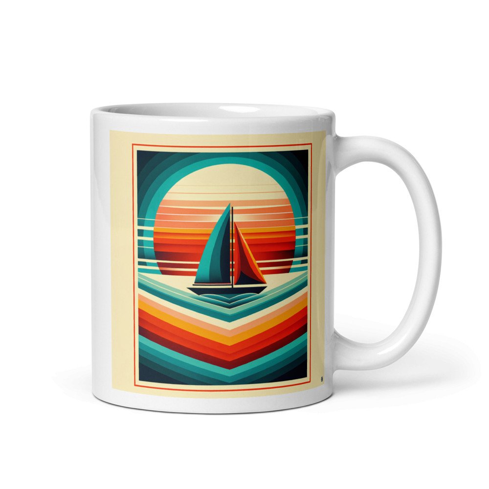 Geometric Sailboat Sunset Colour Blocks