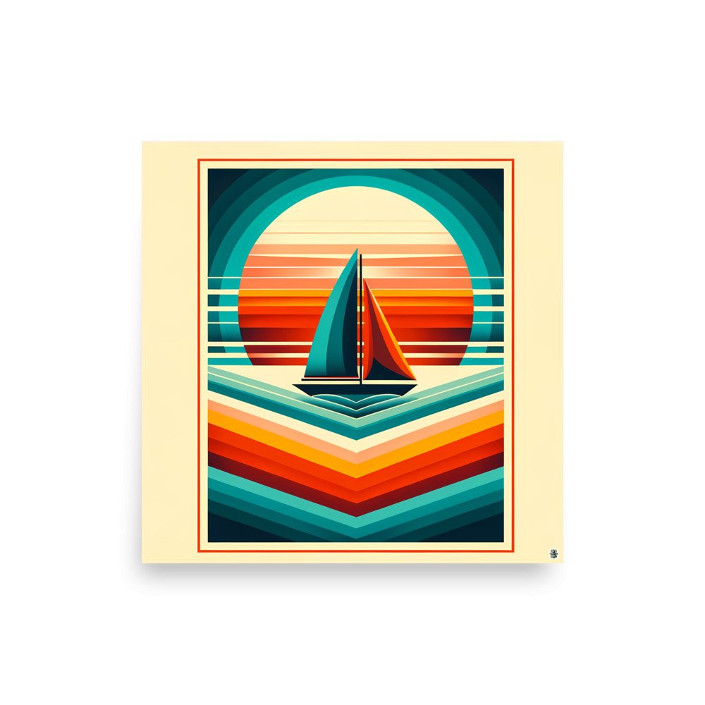 Geometric Sailboat Sunset Colour Blocks