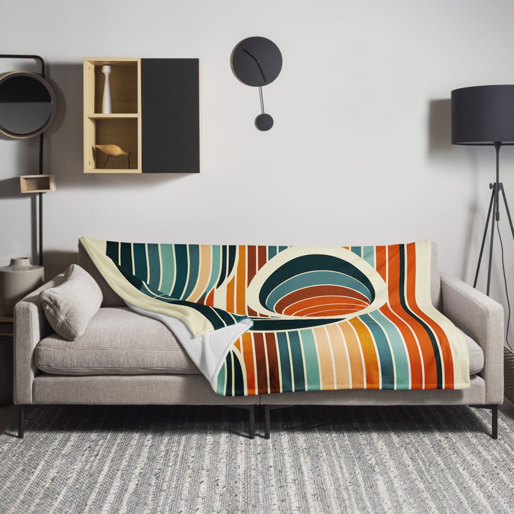 Geometric Sailboat at Sunset in Colour Block Stripes