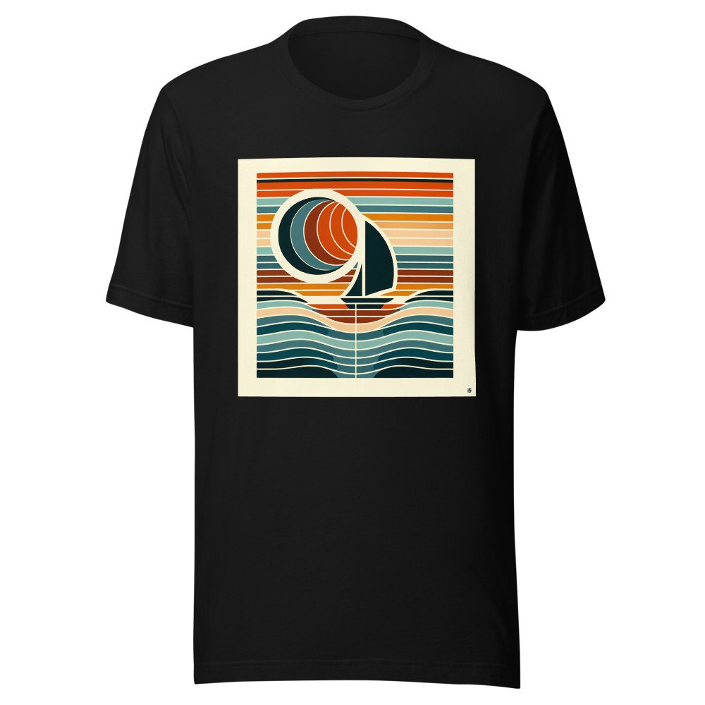 Geometric Sailboat at Sunset in Colour Block Stripes
