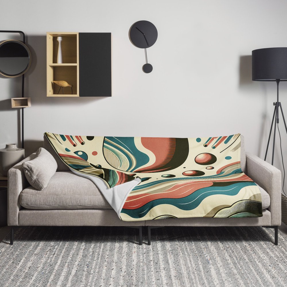 Retro Cosmic Hand and Abstract Planet Waves