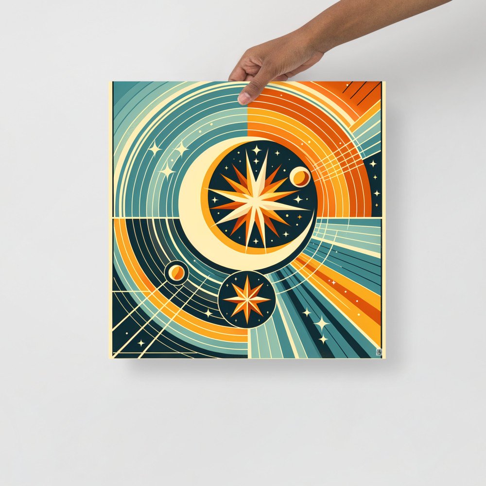 Geometric Crescent Moon and Starburst Orbit