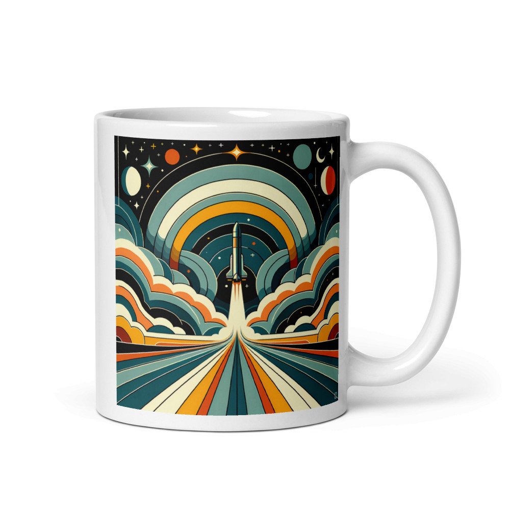 Retro Rocket Launch Through Geometric Clouds