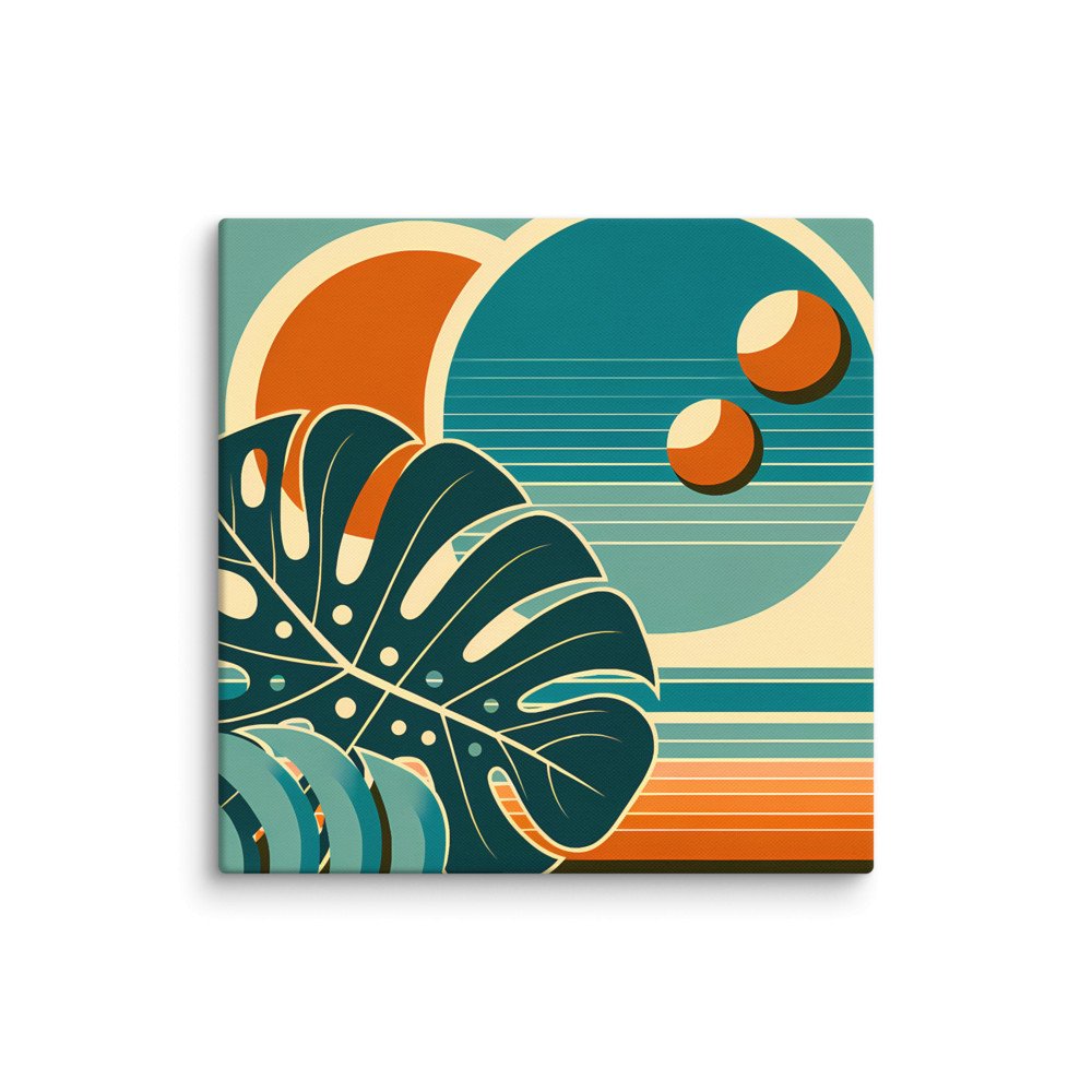 Abstract Monstera Leaf Sunset Geometry