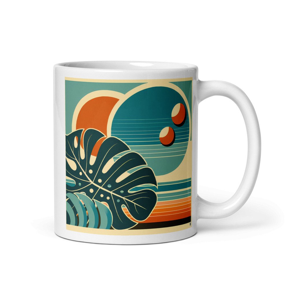 Abstract Monstera Leaf Sunset Geometry