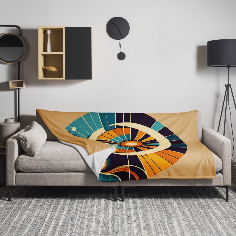 Geometric Abstract Face with Radiating Sunburst