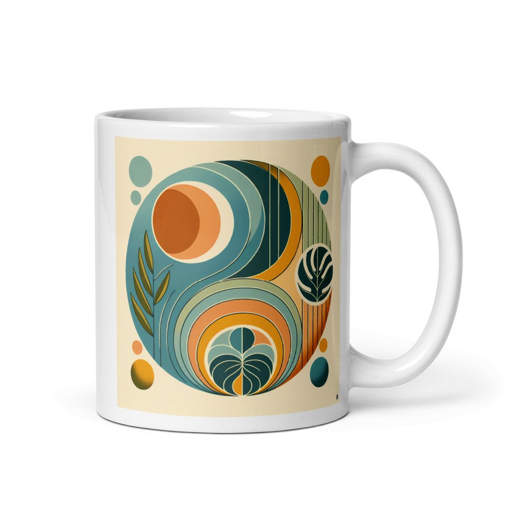 Abstract Botanical Circles in Teal and Ochre