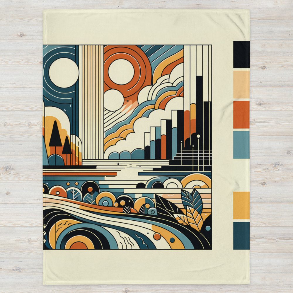 Retro Geometric Landscape with Bold Colours
