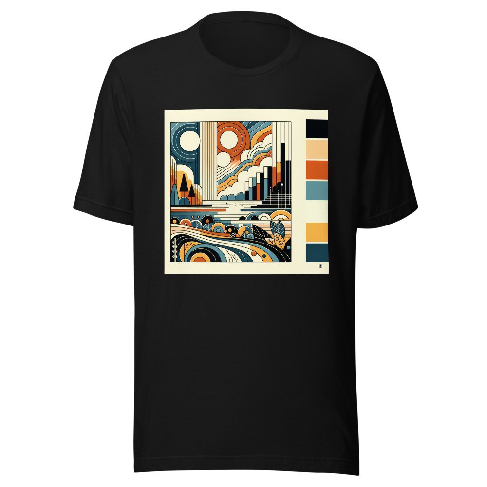 Retro Geometric Landscape with Bold Colours