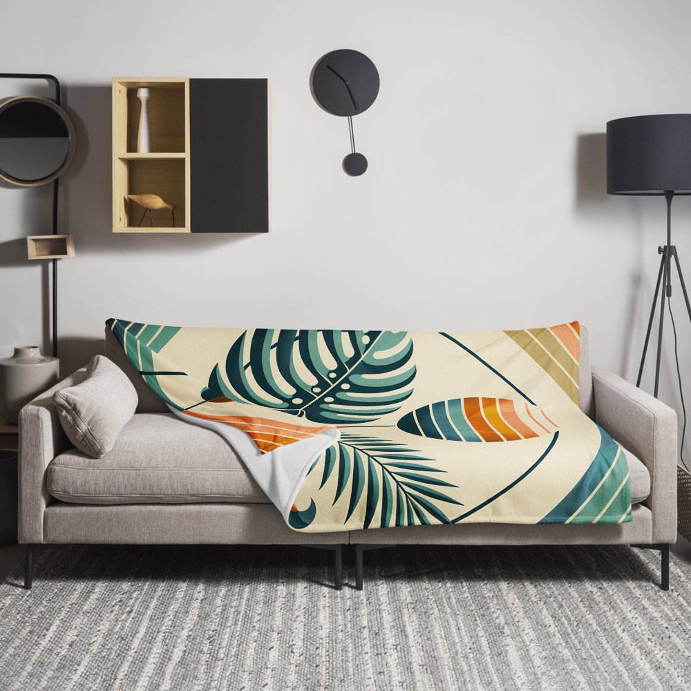 Abstract Botanical Sun and Tropical Leaves