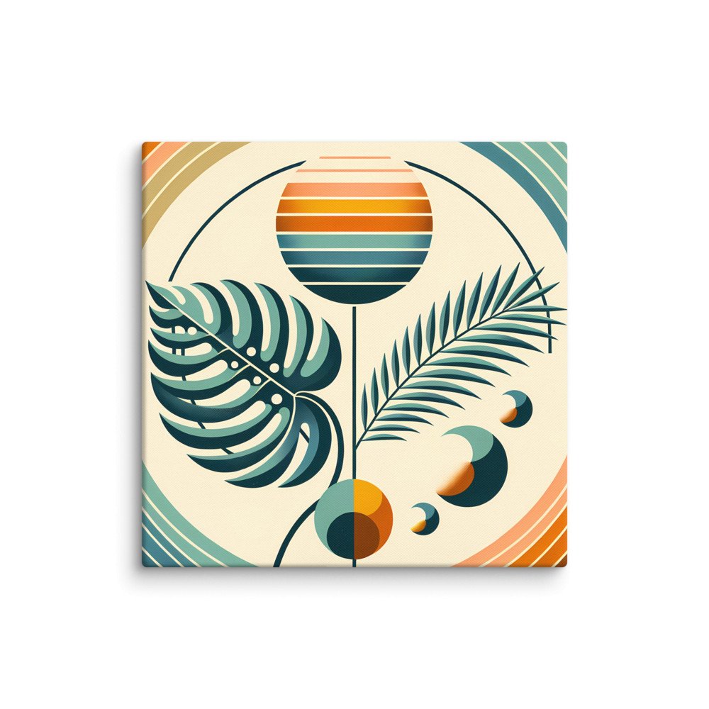 Abstract Botanical Sun and Tropical Leaves