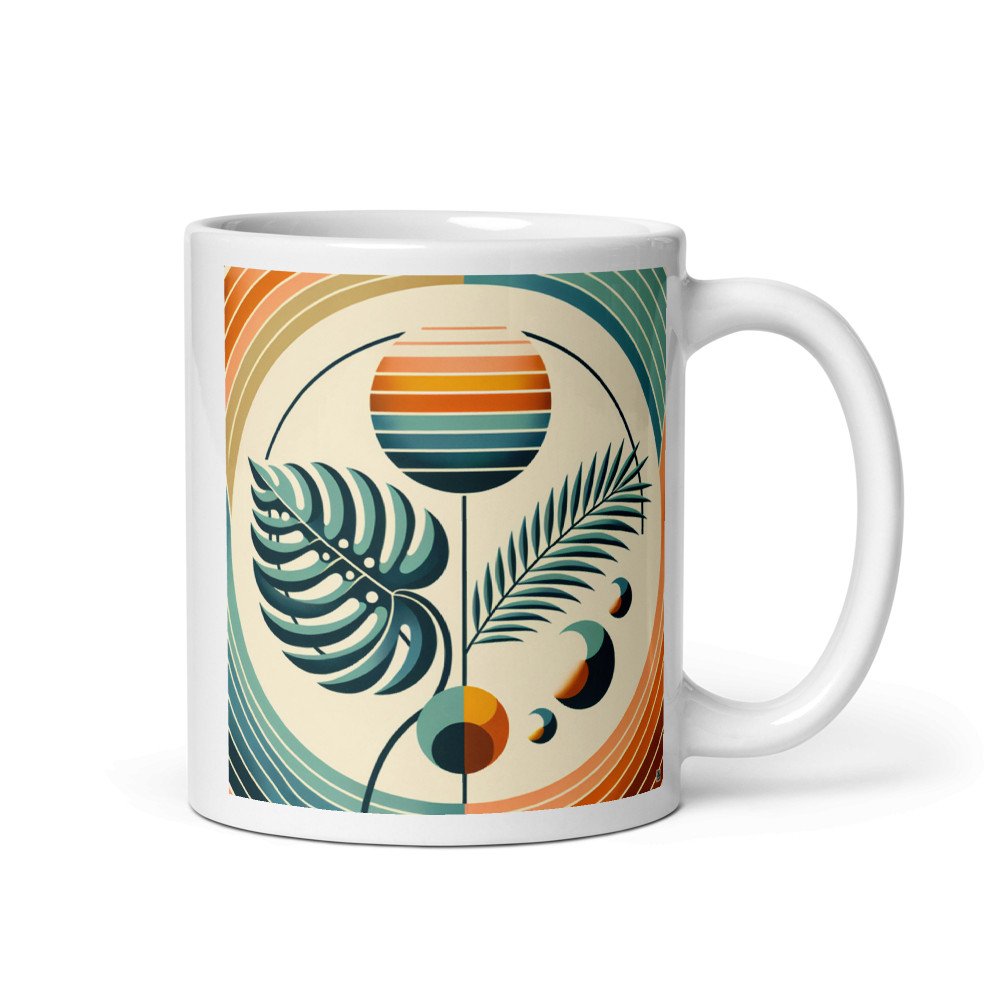 Abstract Botanical Sun and Tropical Leaves