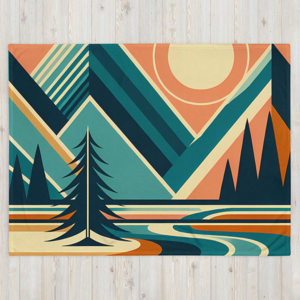 Geometric Mountain Peaks at Sunset