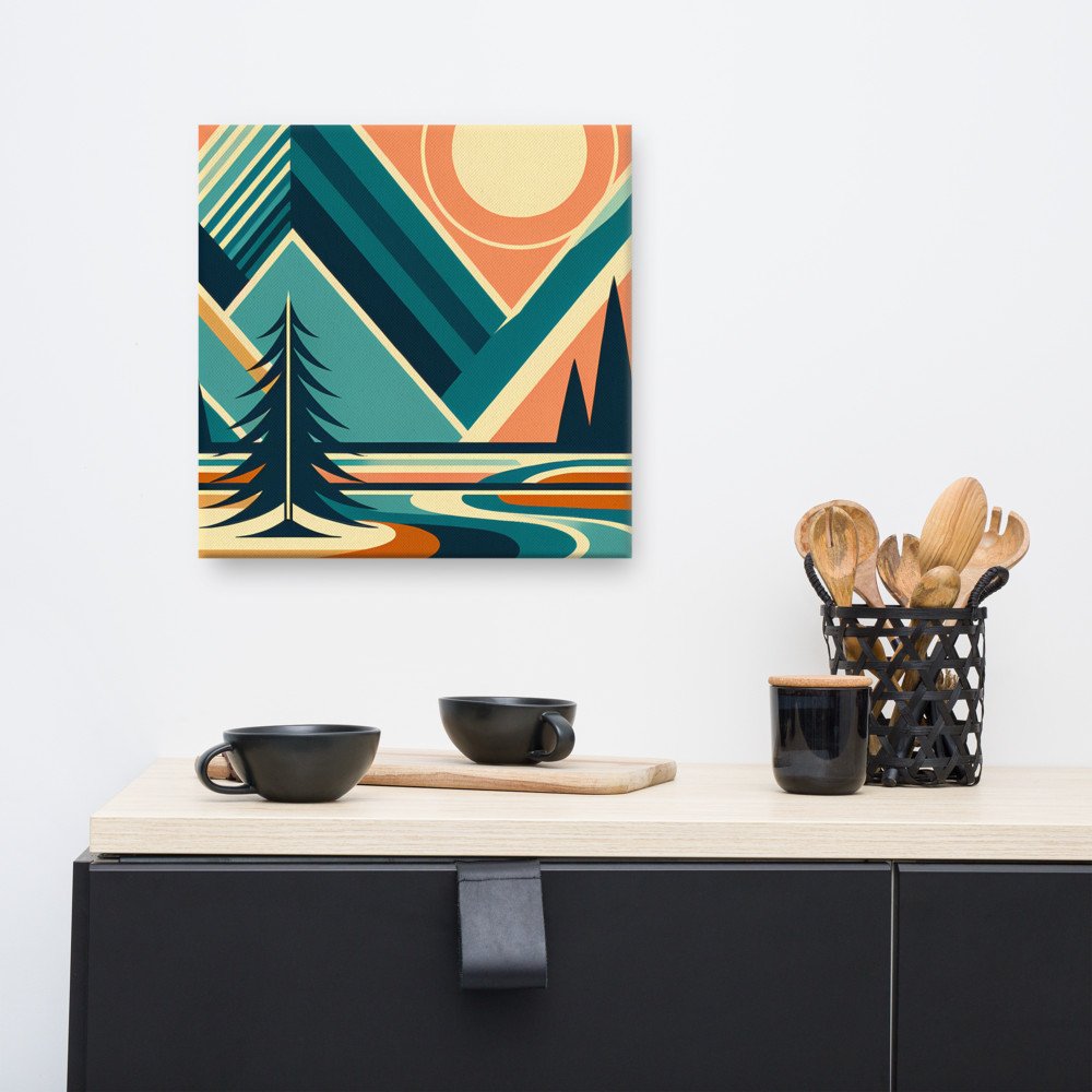 Geometric Mountain Peaks at Sunset