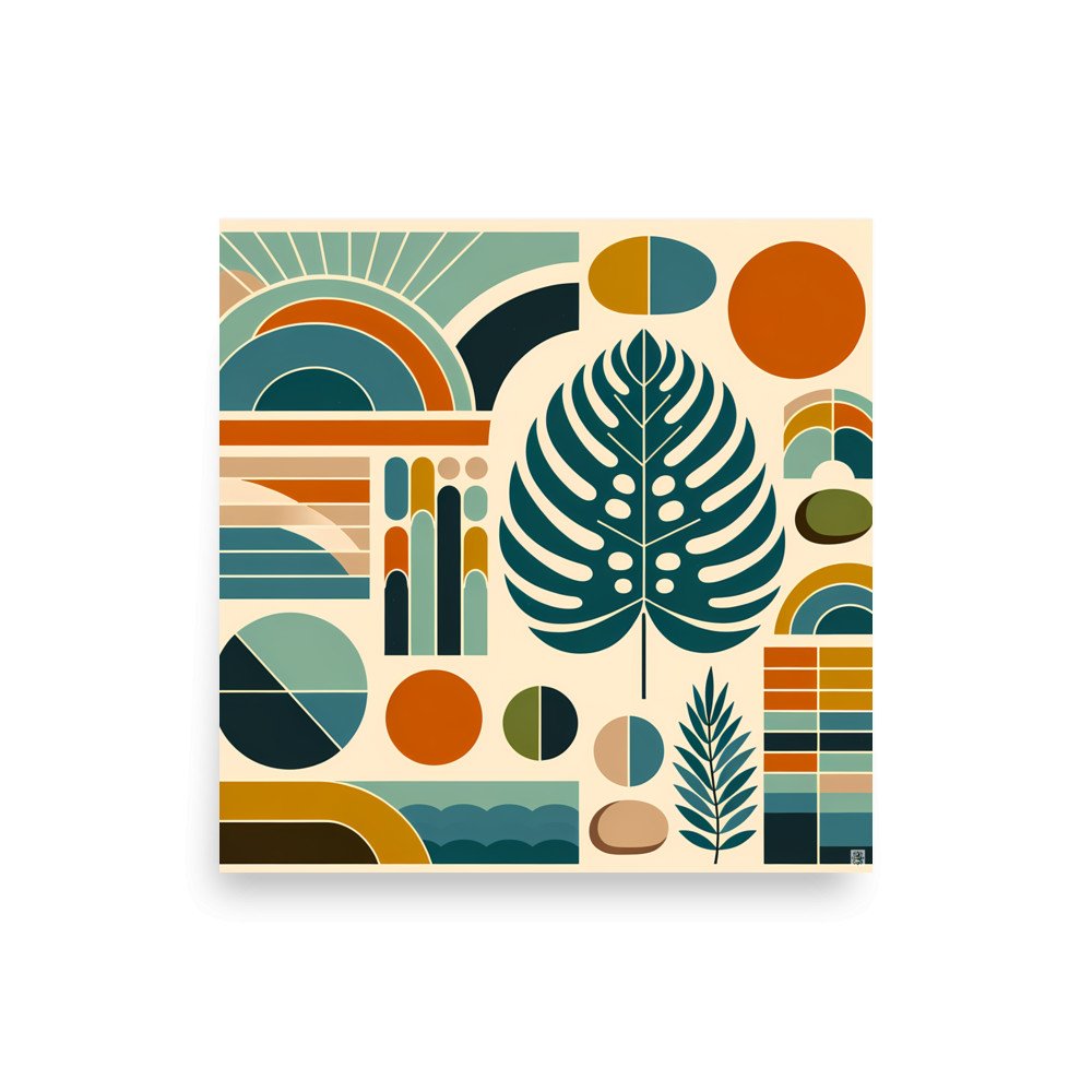 Geometric Monstera Leaf Abstract