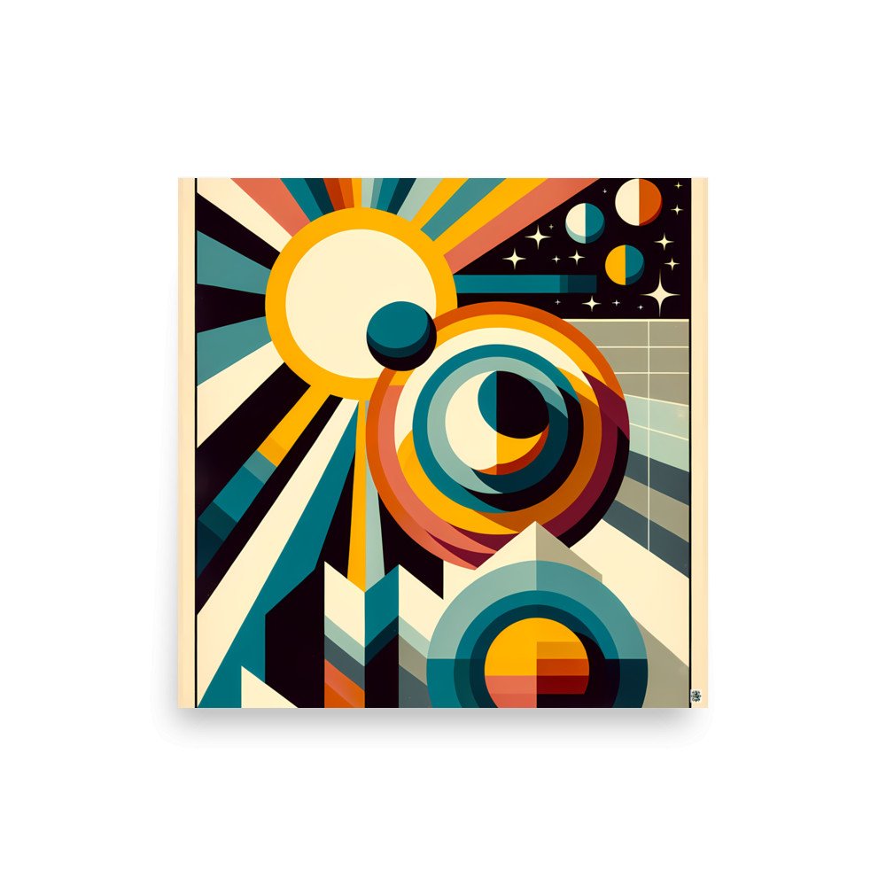 Geometric Sun and Moon Abstract