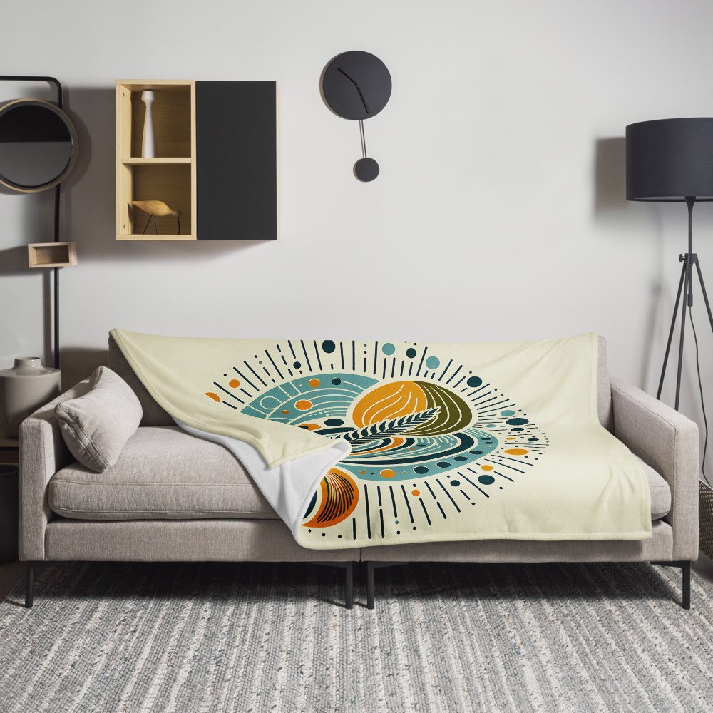 Abstract Botanical Leaf and Sunburst Design