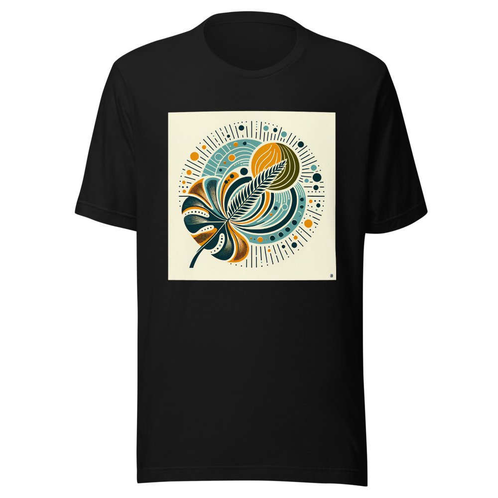 Abstract Botanical Leaf and Sunburst Design