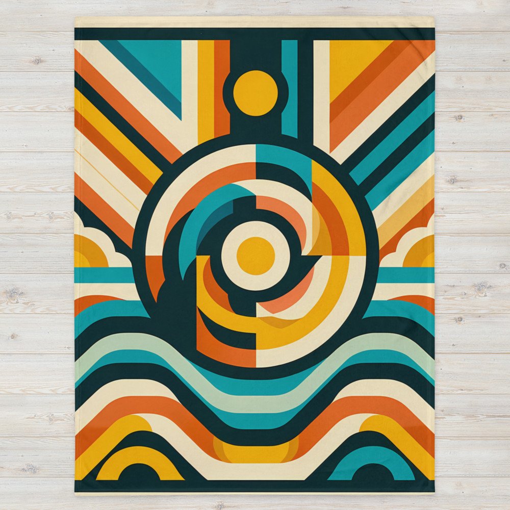 Retro Geometric Sun and Waves
