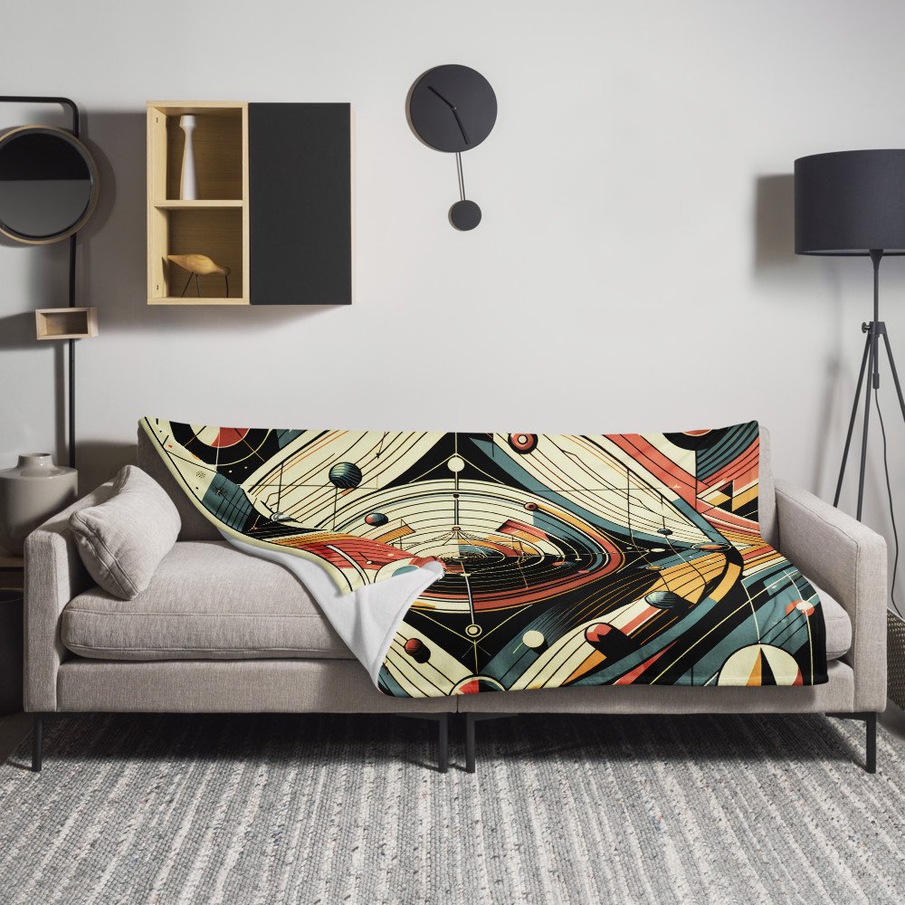 Retro Geometric Space Orbits in Teal and Orange