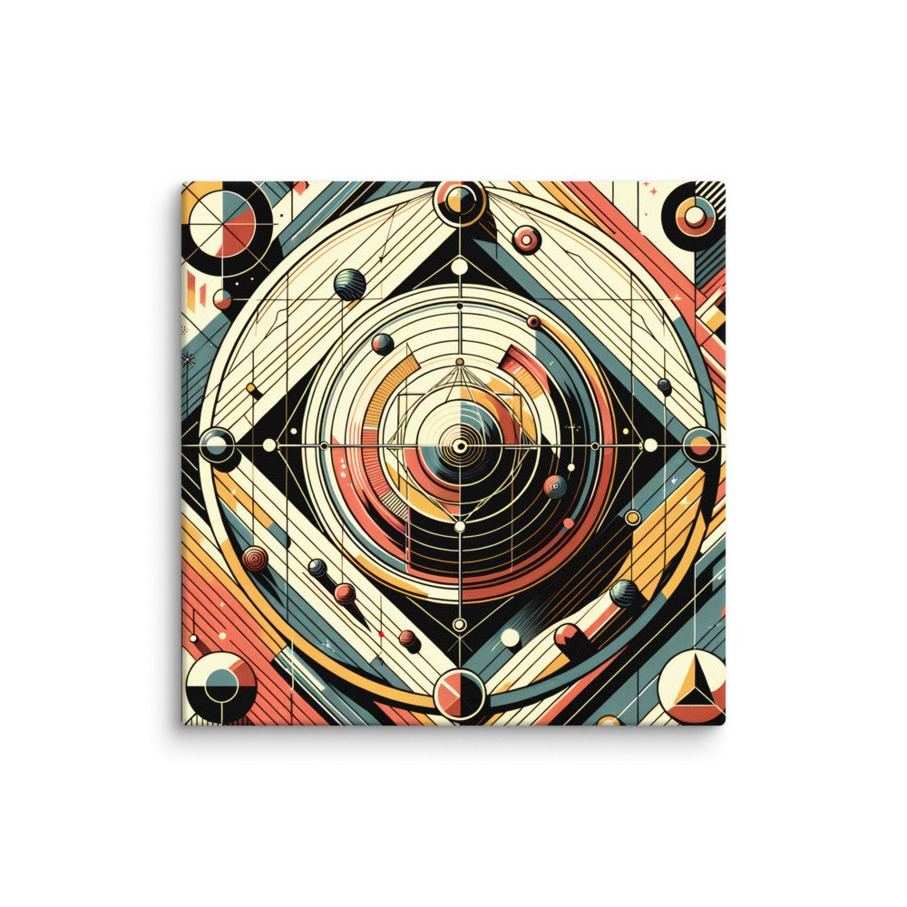 Retro Geometric Space Orbits in Teal and Orange
