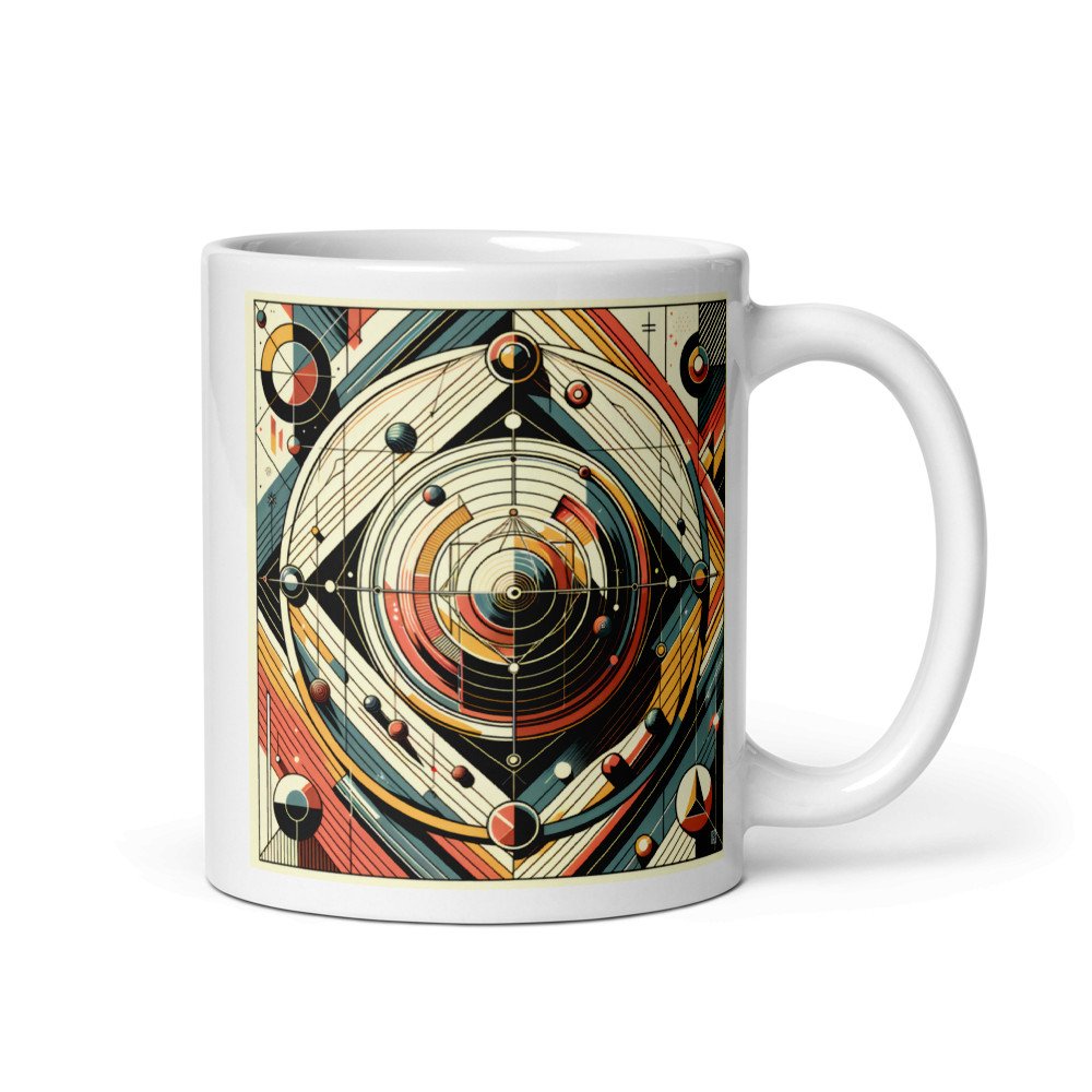 Retro Geometric Space Orbits in Teal and Orange