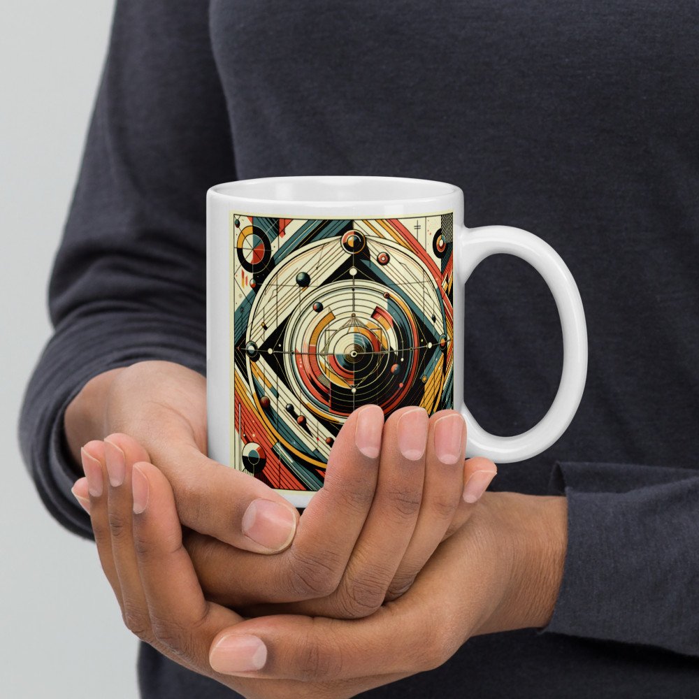 Retro Geometric Space Orbits in Teal and Orange