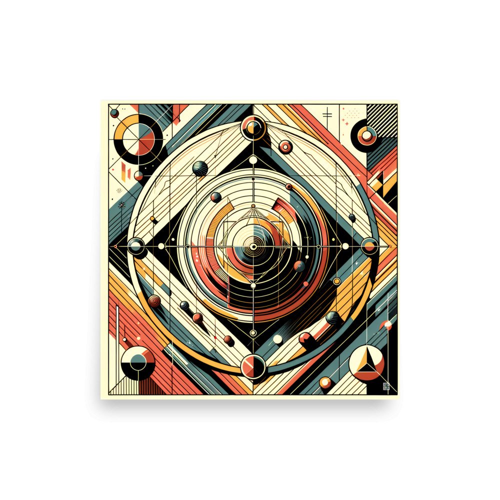 Retro Geometric Space Orbits in Teal and Orange