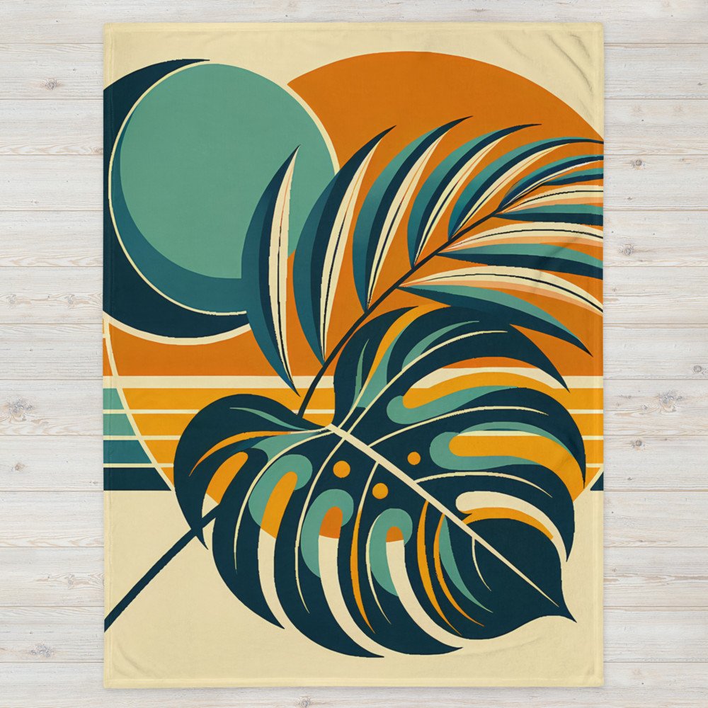 Abstract Tropical Leaves and Sun Shapes