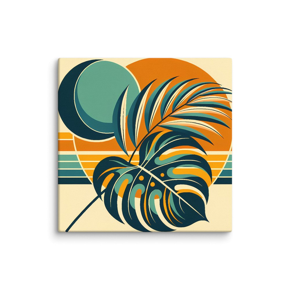 Abstract Tropical Leaves and Sun Shapes