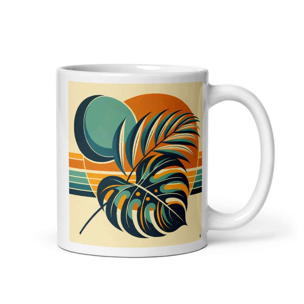 Abstract Tropical Leaves and Sun Shapes