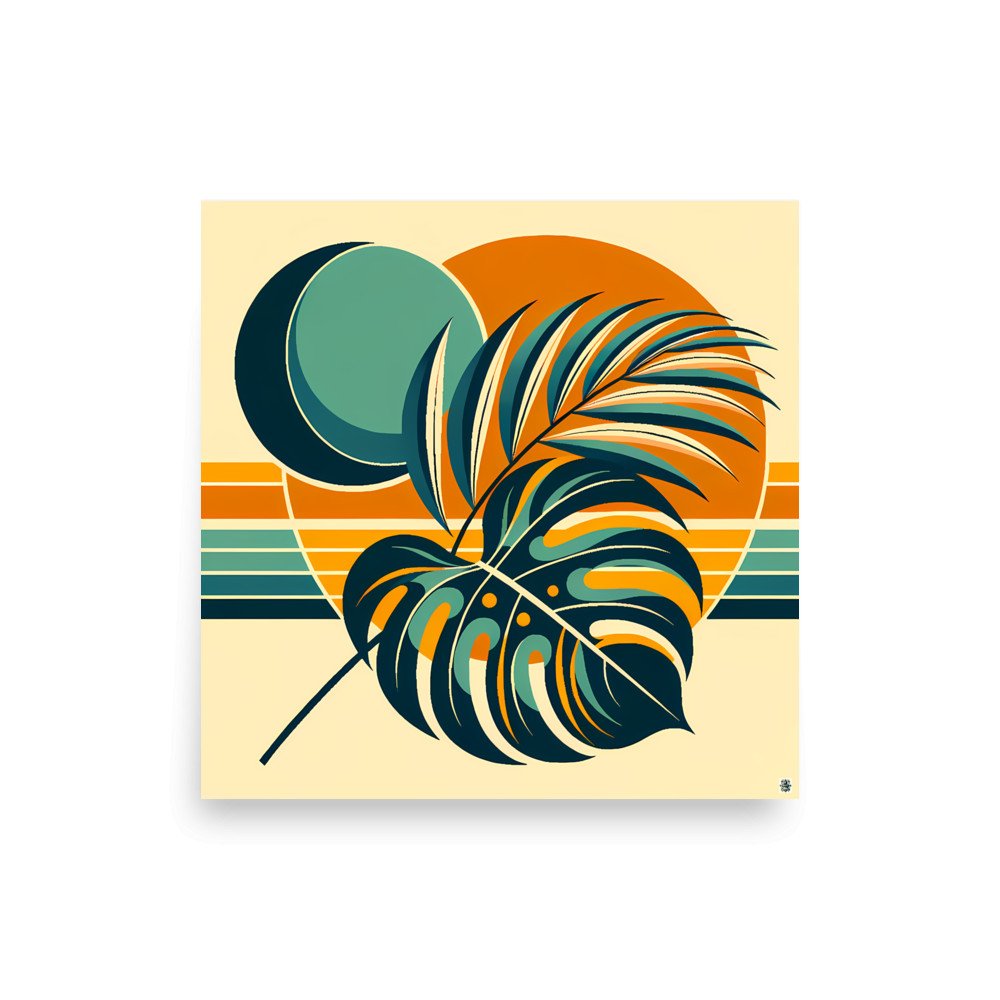 Abstract Tropical Leaves and Sun Shapes