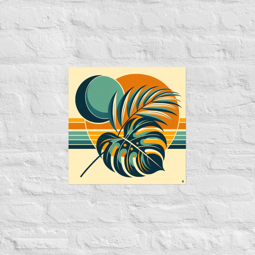 Abstract Tropical Leaves and Sun Shapes