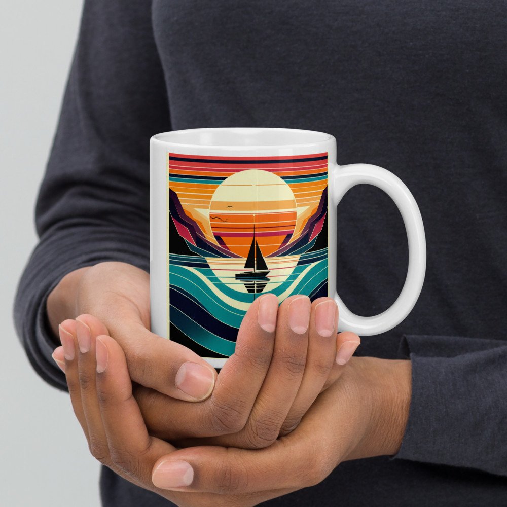 Geometric Sunset Sailboat